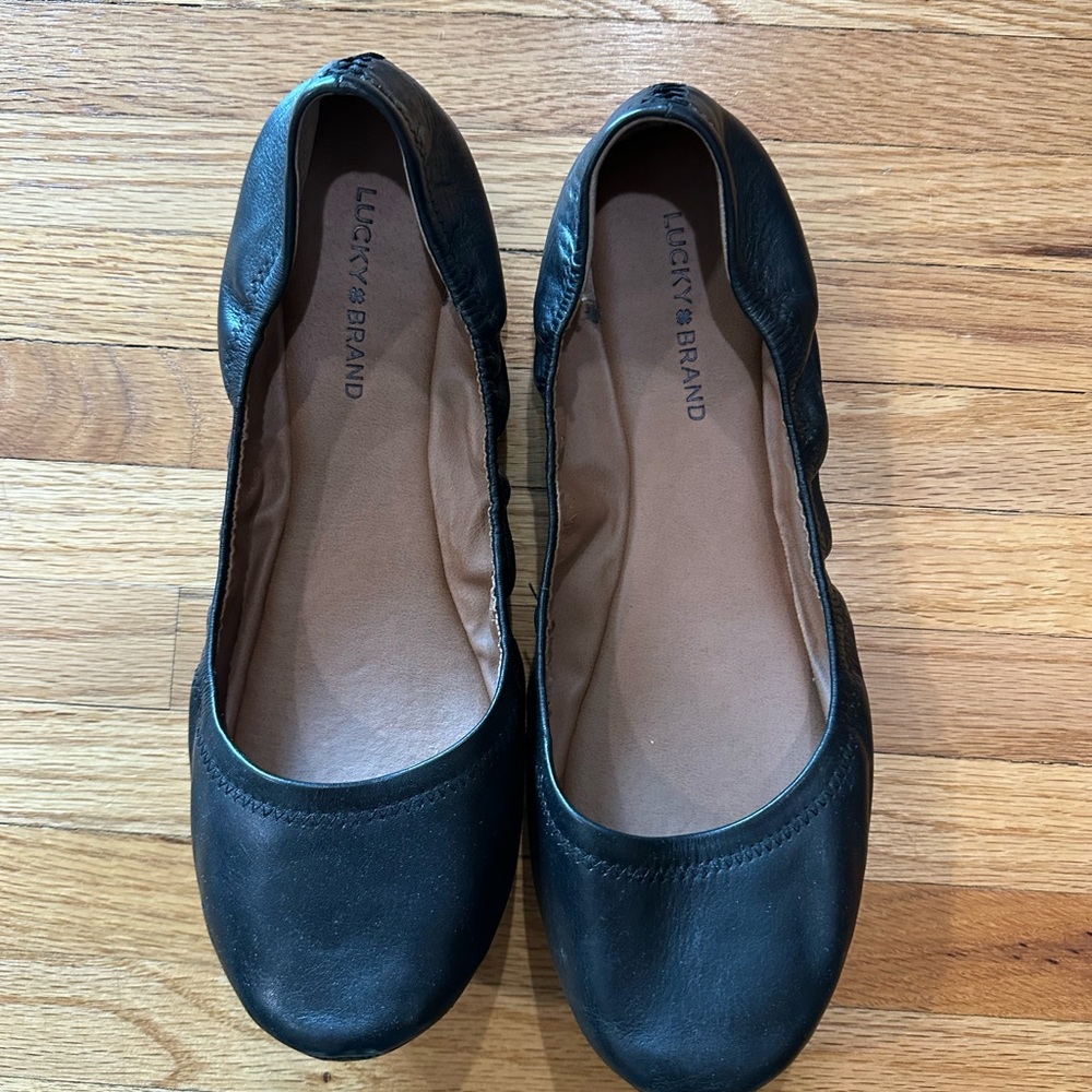 Lucky Brand Black Leather Flats